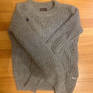 A&F Grey mixed fabric knit sweater